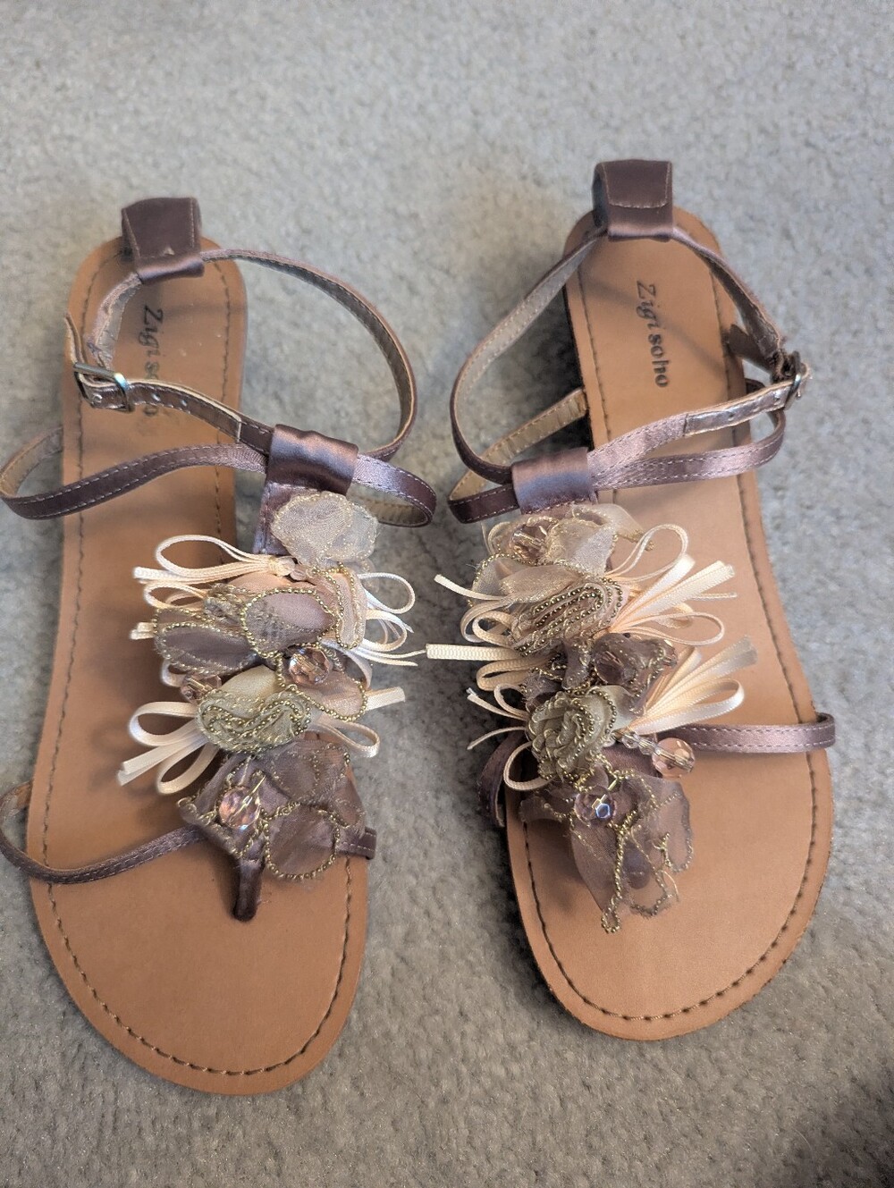 Zigi Soho sandals feature a rose gold satin strap (8.5)